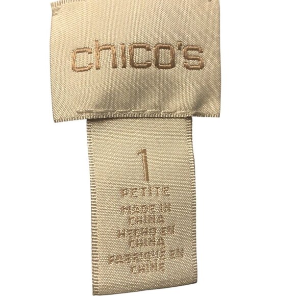 Chicos Silver Cream Crewneck Pullover Glitz Zipper Back Sweater Sz M - Picture 13 of 14